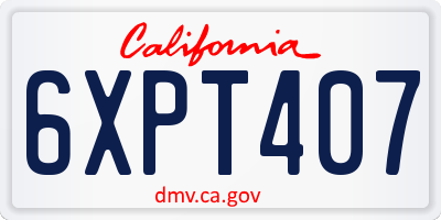 CA license plate 6XPT407