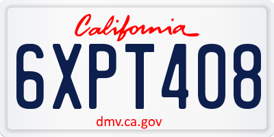 CA license plate 6XPT408