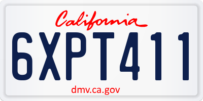 CA license plate 6XPT411