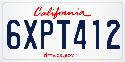 CA license plate 6XPT412