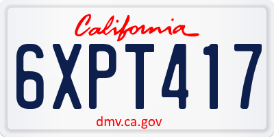 CA license plate 6XPT417