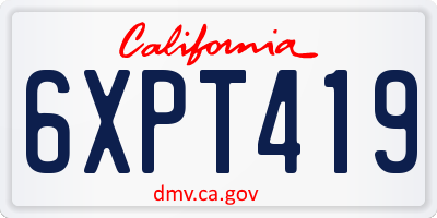 CA license plate 6XPT419