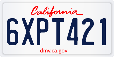 CA license plate 6XPT421