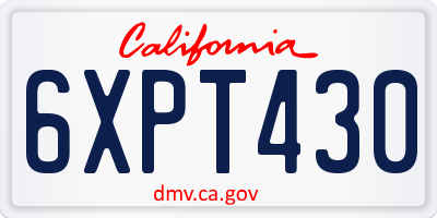 CA license plate 6XPT430
