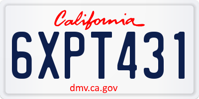 CA license plate 6XPT431