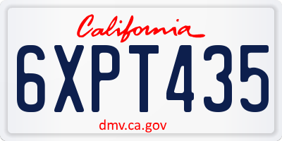 CA license plate 6XPT435