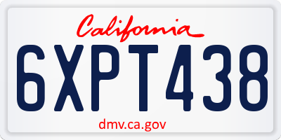 CA license plate 6XPT438
