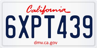 CA license plate 6XPT439