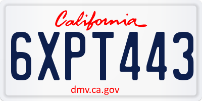 CA license plate 6XPT443