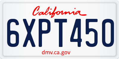 CA license plate 6XPT450