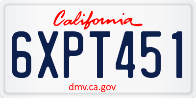 CA license plate 6XPT451