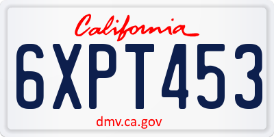 CA license plate 6XPT453