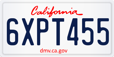 CA license plate 6XPT455
