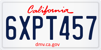 CA license plate 6XPT457
