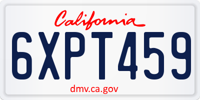 CA license plate 6XPT459