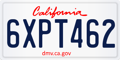 CA license plate 6XPT462