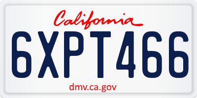CA license plate 6XPT466
