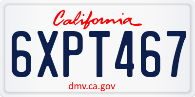 CA license plate 6XPT467