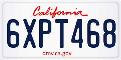 CA license plate 6XPT468