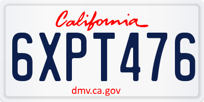 CA license plate 6XPT476