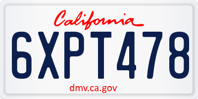 CA license plate 6XPT478