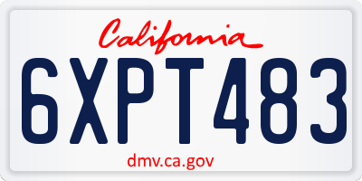 CA license plate 6XPT483
