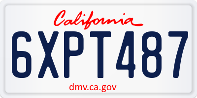 CA license plate 6XPT487
