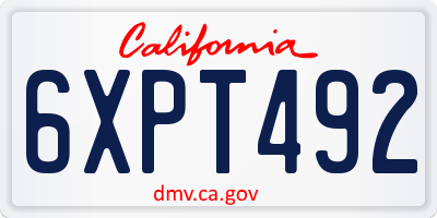 CA license plate 6XPT492