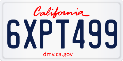 CA license plate 6XPT499