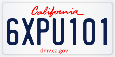 CA license plate 6XPU101