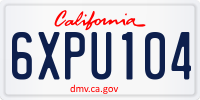CA license plate 6XPU104