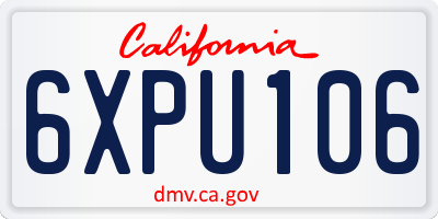 CA license plate 6XPU106