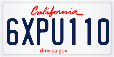 CA license plate 6XPU110