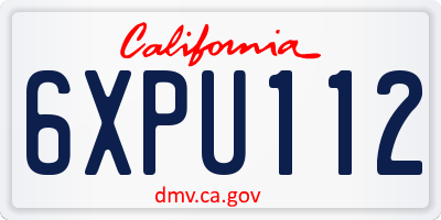 CA license plate 6XPU112
