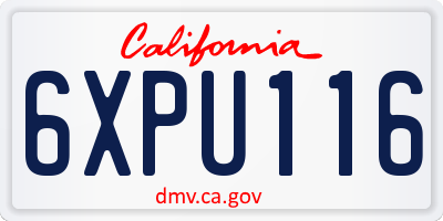 CA license plate 6XPU116