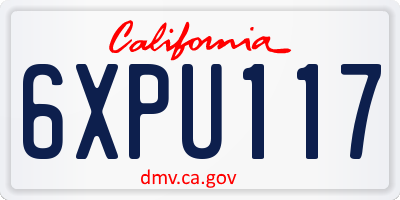 CA license plate 6XPU117