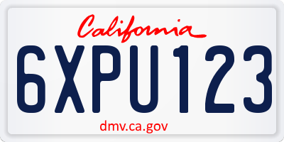 CA license plate 6XPU123