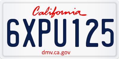 CA license plate 6XPU125