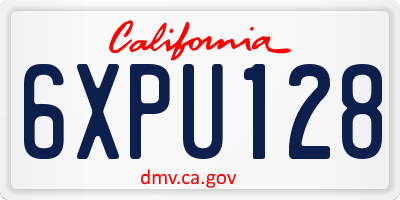 CA license plate 6XPU128