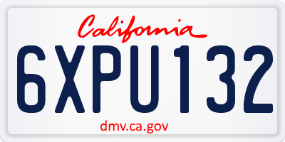 CA license plate 6XPU132