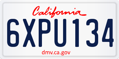 CA license plate 6XPU134