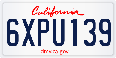 CA license plate 6XPU139
