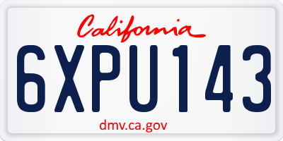 CA license plate 6XPU143