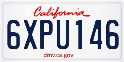 CA license plate 6XPU146