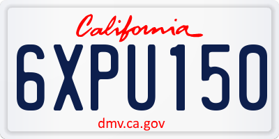 CA license plate 6XPU150