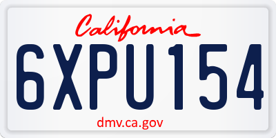 CA license plate 6XPU154