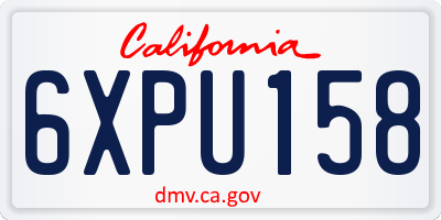CA license plate 6XPU158
