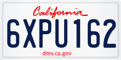 CA license plate 6XPU162
