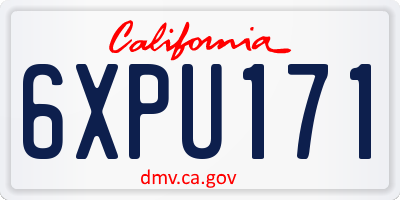 CA license plate 6XPU171
