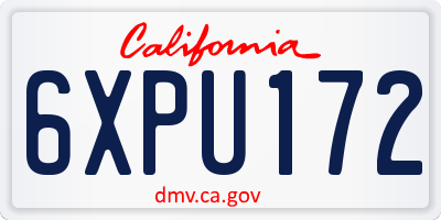 CA license plate 6XPU172